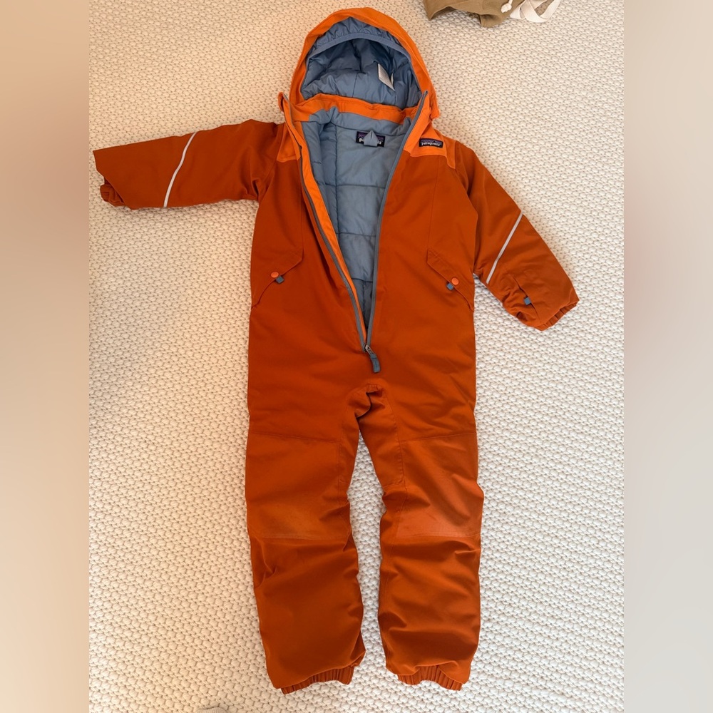 Patagonia Orange and Gray Kids Snowsuit Jacket